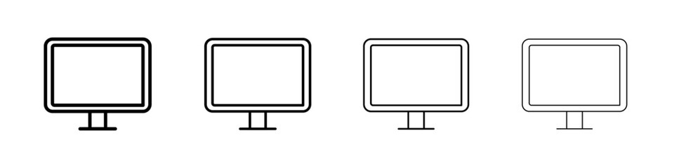 Monitor icon Outline sign symbol set