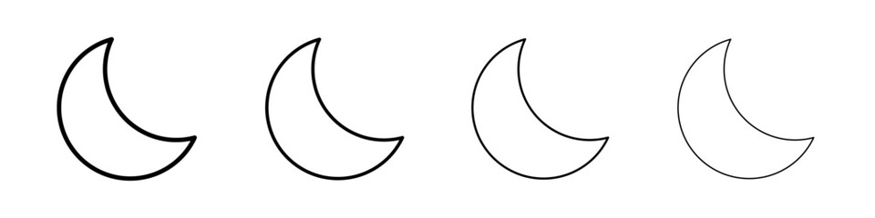 Moon icon Outline sign symbol set