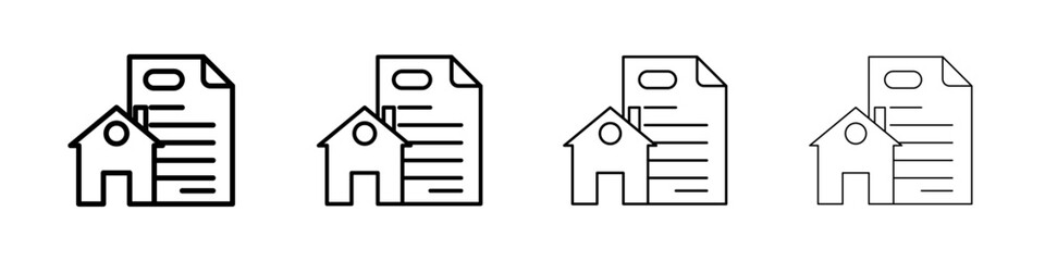 Mortgage loan icon Outline sign symbol set