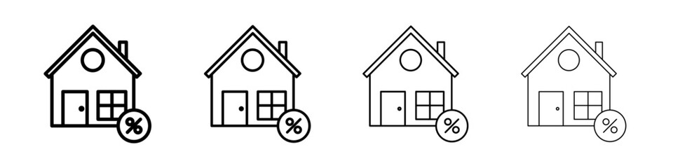 Mortgage icon Outline sign symbol set