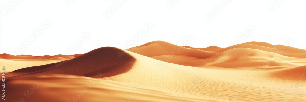 Poster sunlit dunes of a vast desert landscape showcasing gentle contours and warm hues during midday. gene