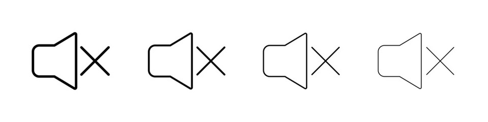 Mute icon Outline sign symbol set