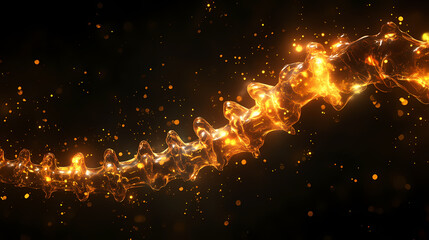 Naklejka premium A glowing, abstract representation of a spine with luminous nodes, illustrating a fusion of biological and technological elements. Biological Influence. Illustration