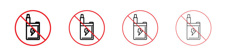 No Electronic Vaping icon Outline sign symbol set