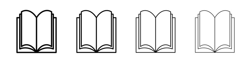 Open book icon Outline sign symbol set