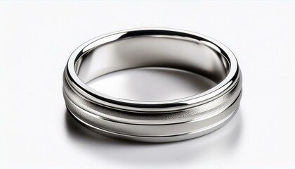 a platinum wedding ring with a high polish detailed isolated on a white background