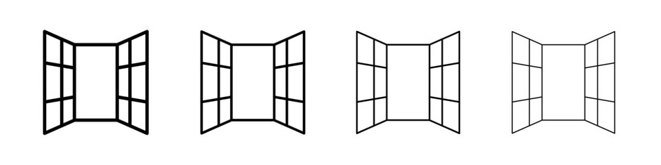 Open windows icon Outline sign symbol set