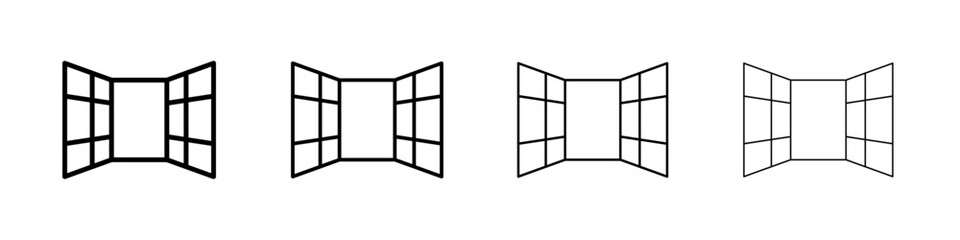 Open windows icon Outline sign symbol set