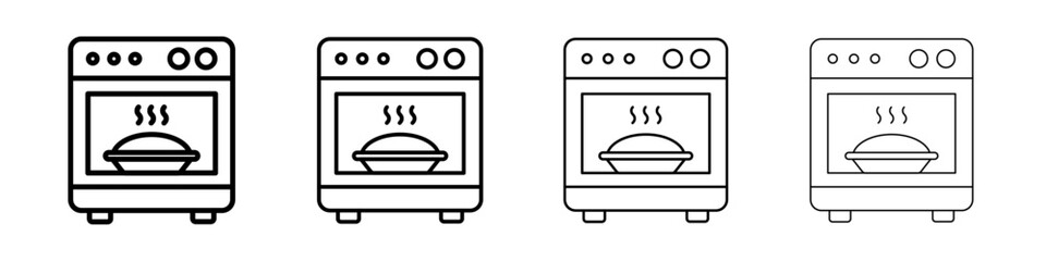 Oven icon Outline sign symbol set