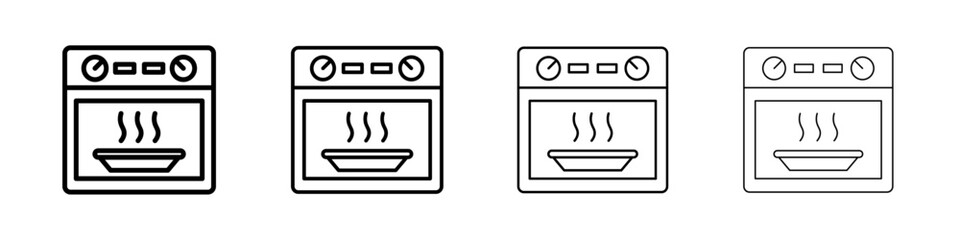 Oven icon Outline sign symbol set