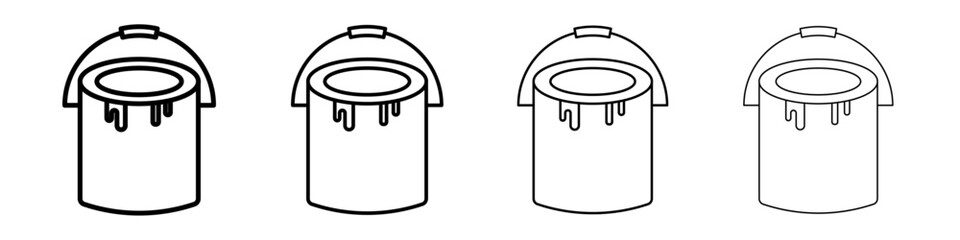 paint bucket icon Outline sign symbol set