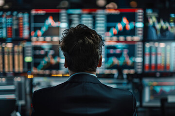 Fototapeta premium Confident professional banker in a suit standing outdoors in a business environment - Generative AI