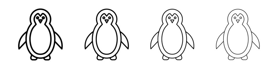 Penguin icon Outline sign symbol set