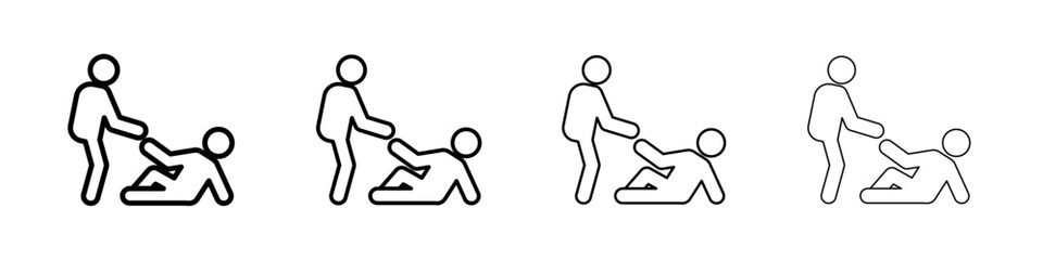 Person help someone icon Outline sign symbol set
