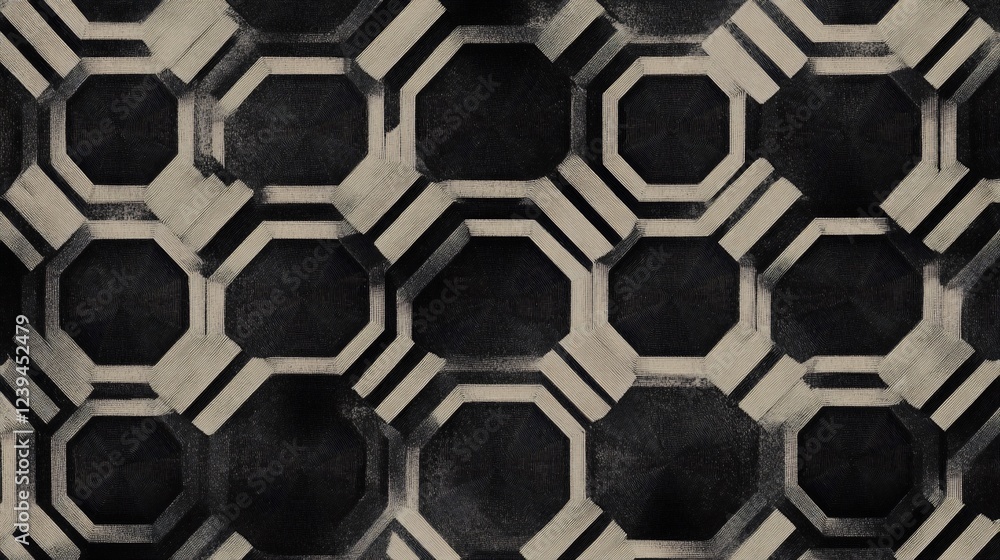 Poster abstract geometric pattern with octagonal shapes in dark and light tones for background