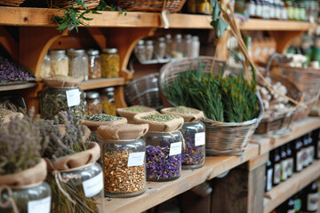 Fototapeta premium An herbalist made tea with dry herbs and mint generative AI concept