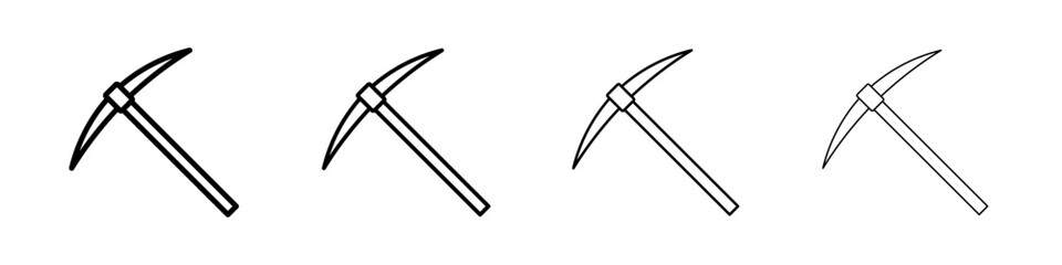 Pick axe icon Outline sign symbol set