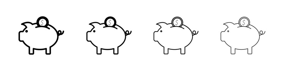 Piggy bank icon Outline sign symbol set