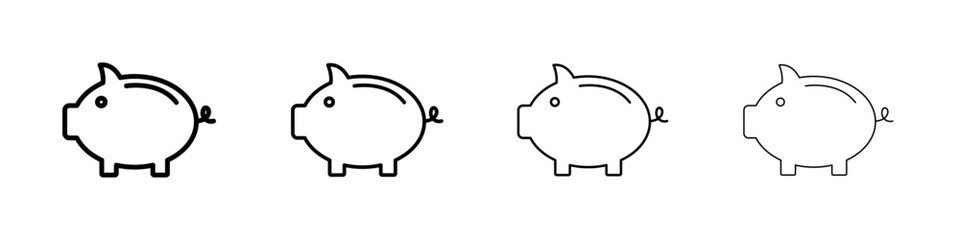 Piggy bank icon Outline sign symbol set