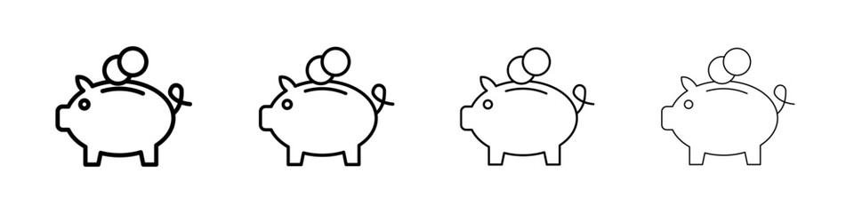 Piggy bank icon Outline sign symbol set