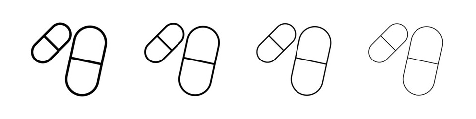 Pill Icon Outline sign symbol set