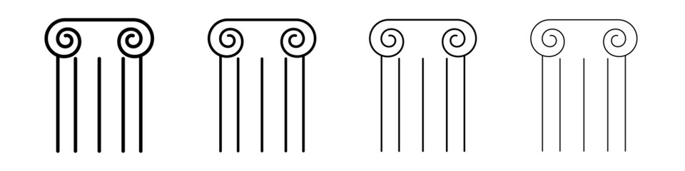 Pillar column icon Outline sign symbol set
