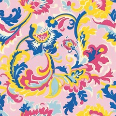 Chintz and pastels mixed with pop colors flower seamless repeating floral pattern 5