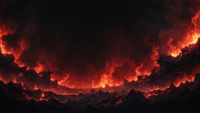 Abstract earth on fire scary dark background