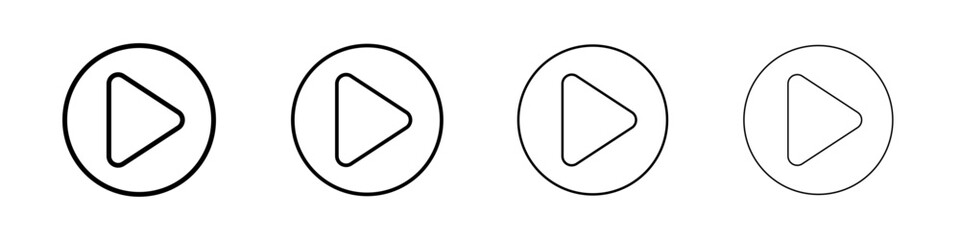Play button icon Outline sign symbol set