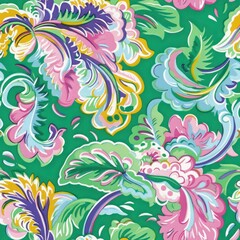 Green chintz and pastels mixed with pop colors flower seamless repeating floral pattern 2
