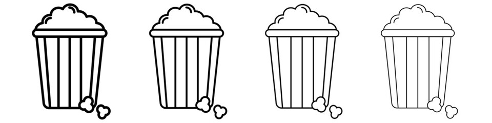 Popcorn icon Outline sign symbol set