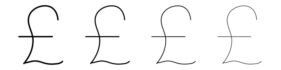 Pound icon Outline sign symbol set