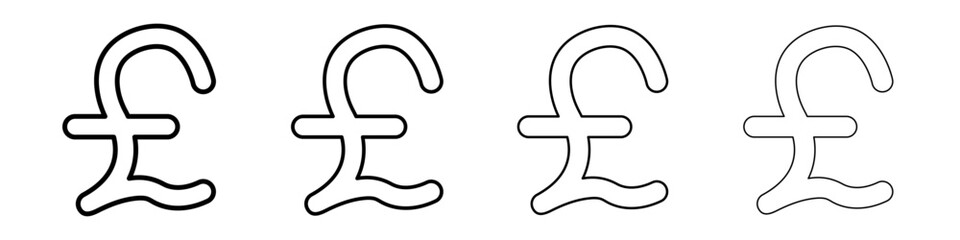 Pound icon Outline sign symbol set