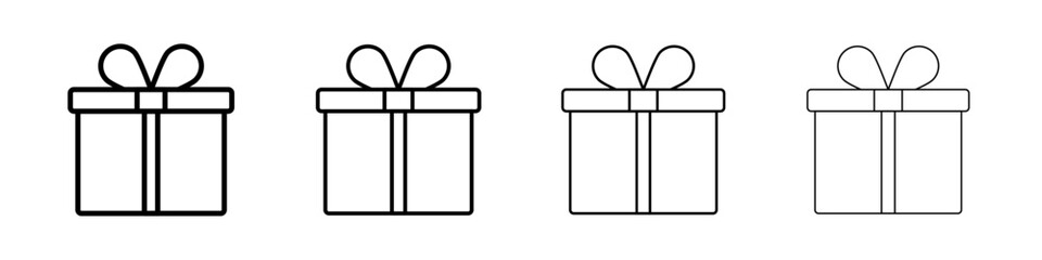 Present gift box icon Outline sign symbol set