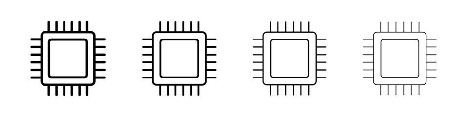 Processor icon Outline sign symbol set