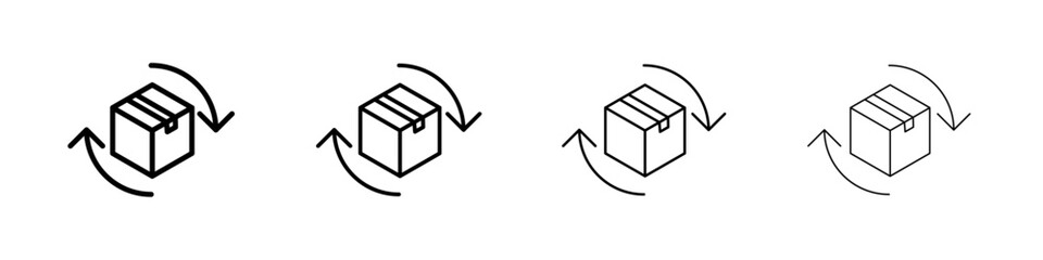 product return Box icon Outline sign symbol set