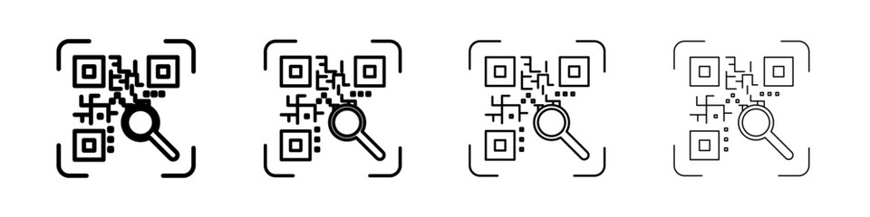 QR code icon Outline sign symbol set