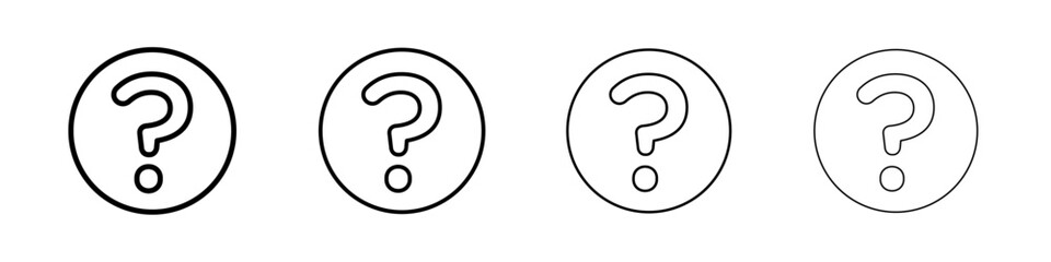 Question mark icon Outline sign symbol set