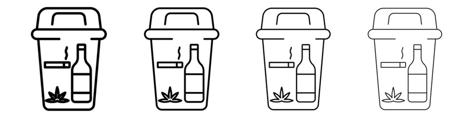 Quitting bad habits icon Outline sign symbol set