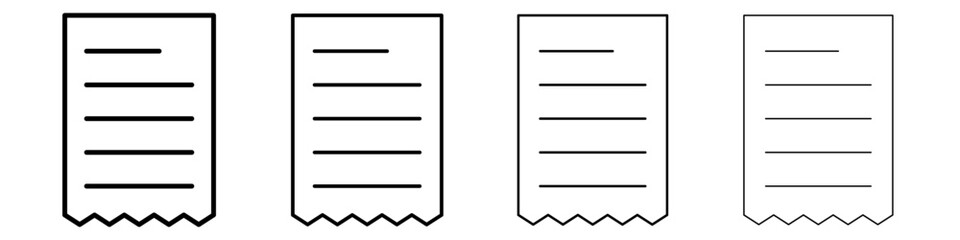 Receipt icon Outline sign symbol set