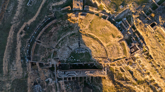 Aerial View of Ancient Amphitheater Ruins from Augusta Bilbilis in northern Spain