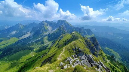 Majestic Mountain Panorama: A Breathtaking View of Alpine Peaks