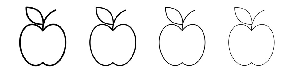 Red apple icon Outline sign symbol set