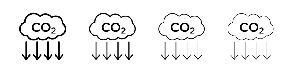 Reduce carbon dioxide co2 icon Outline sign symbol set
