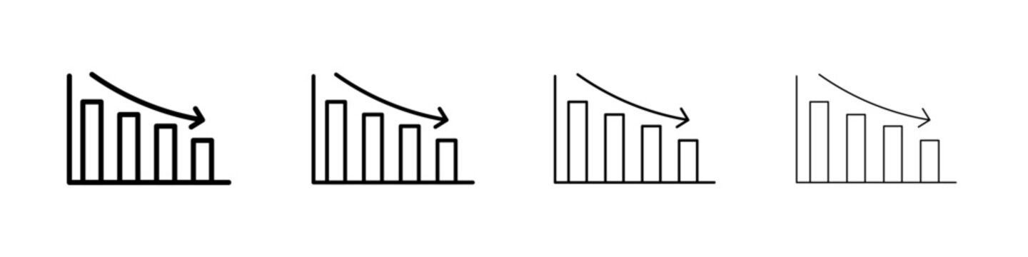 Reduction chart icon Outline sign symbol set