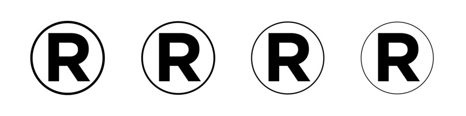 Registration trademark symbol icon Outline sign symbol set