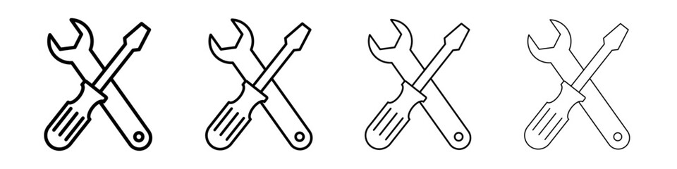 Repair tools icon Outline sign symbol set