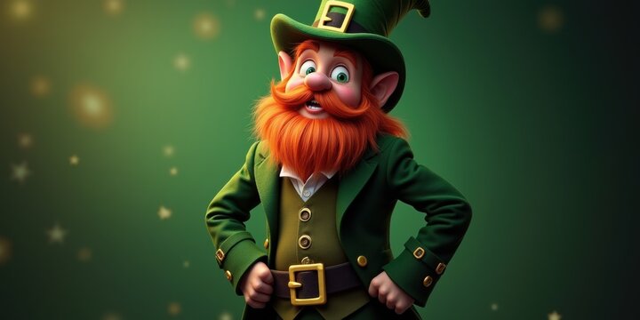Celebrate St. Patrick's Day with this cheerful leprechaun character, perfect for festive promotions, marketing materials, or themed events.
