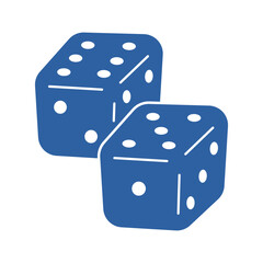 Two blue gambling dice vector icon