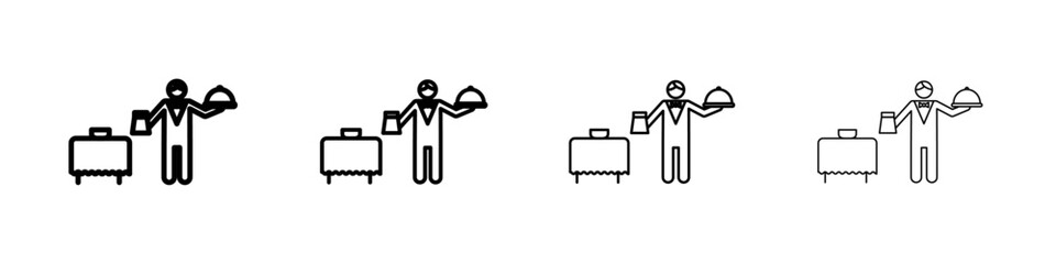 restaurant Waiter icon Outline sign symbol set